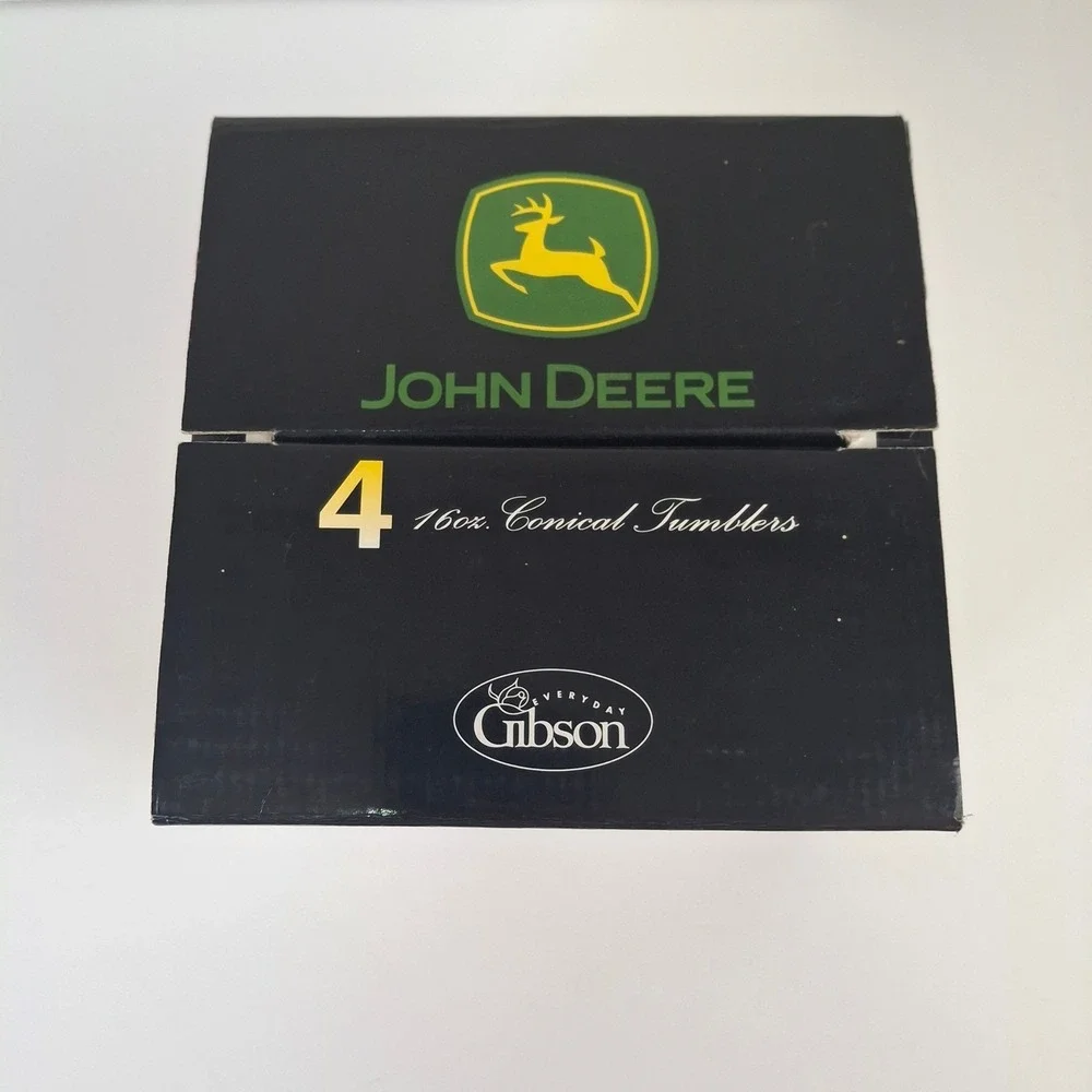 Gibson Everyday John Deere 16oz Conical Tumblers Set of 4 Tractor Glass 38856.04